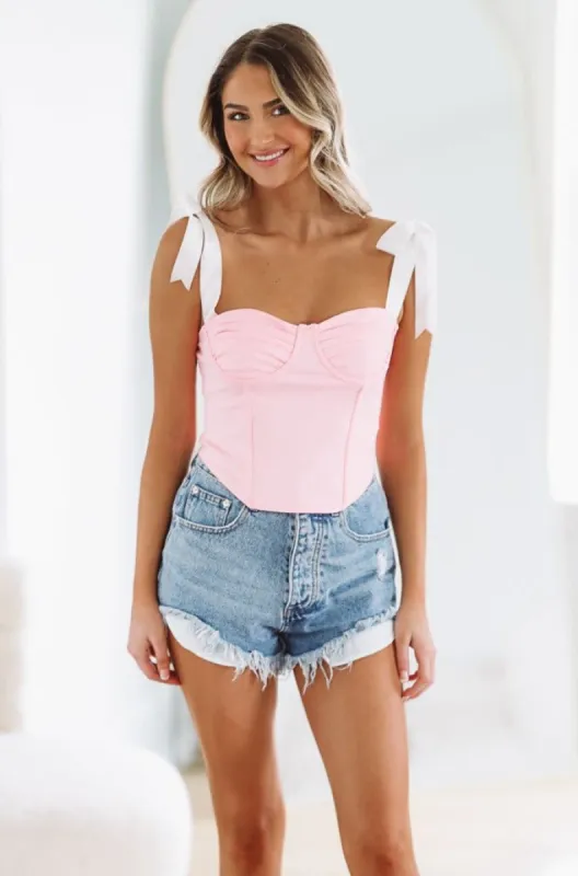 After Midnight Corset Top - Pink sold by Hazel & Olive