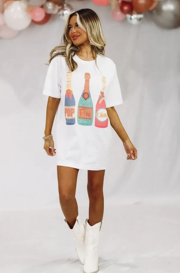 Pop Fizz Clink Graphic T shirt Dress or Tee - White sold by Hazel & Olive product image thumbnail 3