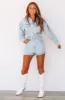 Roll With Us Denim Romper - Light Wash sold by Hazel & Olive