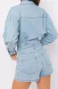 Roll With Us Denim Romper - Light Wash sold by Hazel & Olive