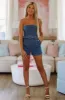 Sunshine Denim Romper - Dark Wash sold by Hazel & Olive