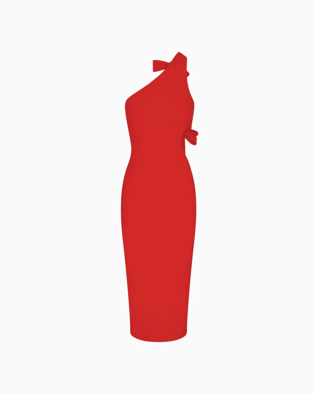 Smooth Stretch One Shoulder Midi Dress | Cherry sold by KHY
