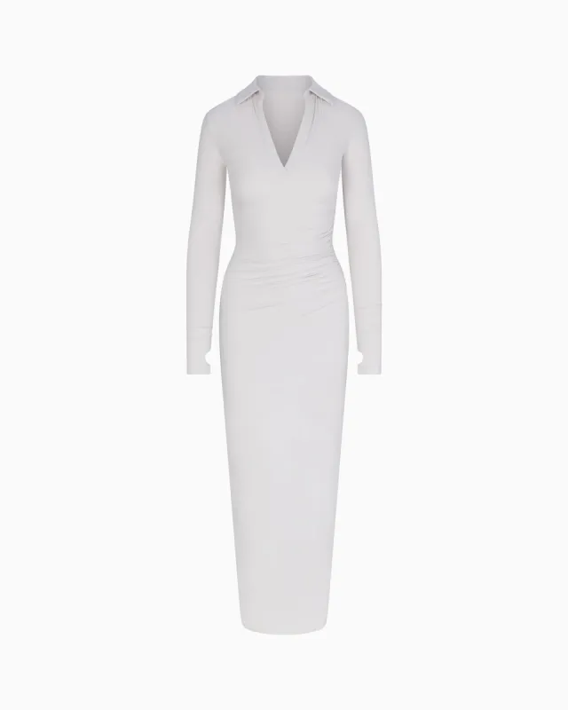 Smooth Stretch Ruched Maxi Dress | Light Grey sold by KHY