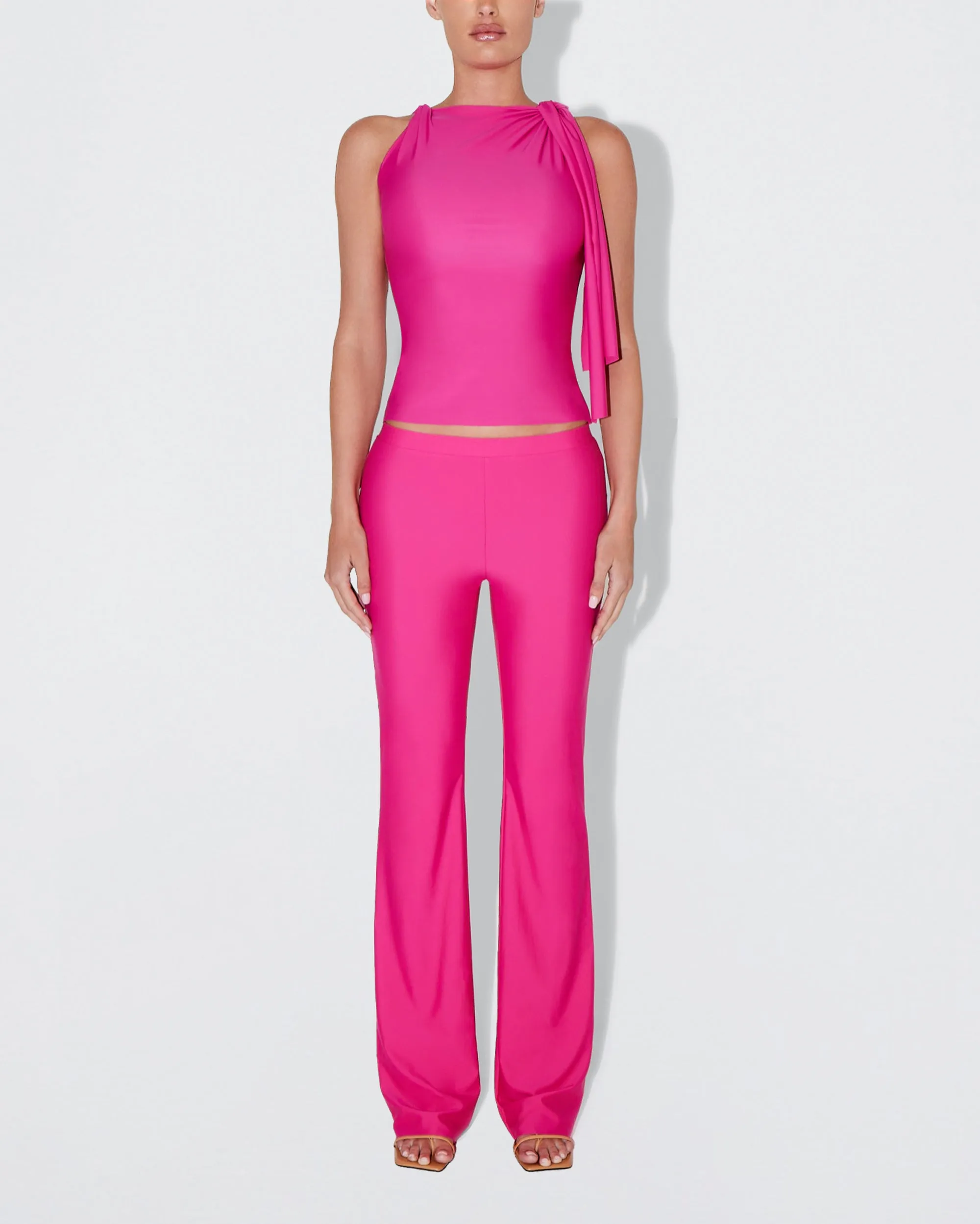 Sleek Stretch Knotted Top | Fuchsia sold by KHY product image thumbnail 2