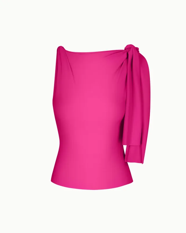 Sleek Stretch Knotted Top | Fuchsia sold by KHY