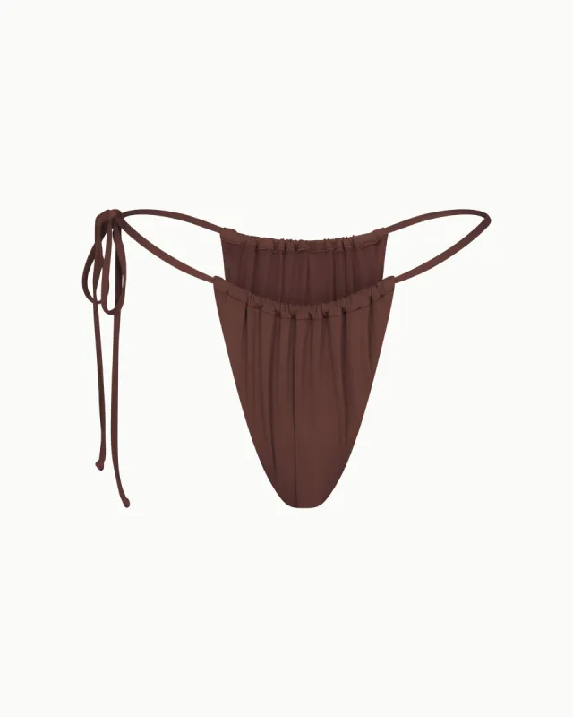 Ruched Tie Bikini Bottom | Chocolate sold by KHY
