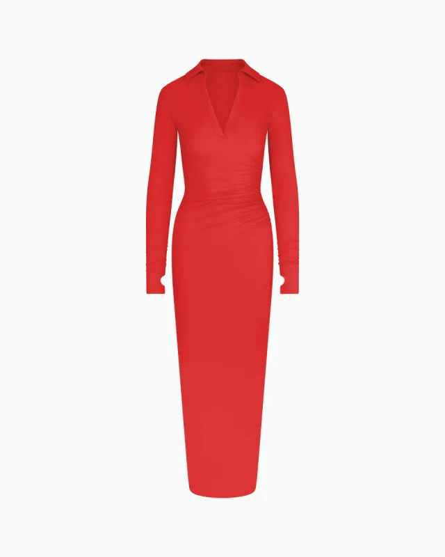 Smooth Stretch Ruched Maxi Dress | Cherry sold by KHY