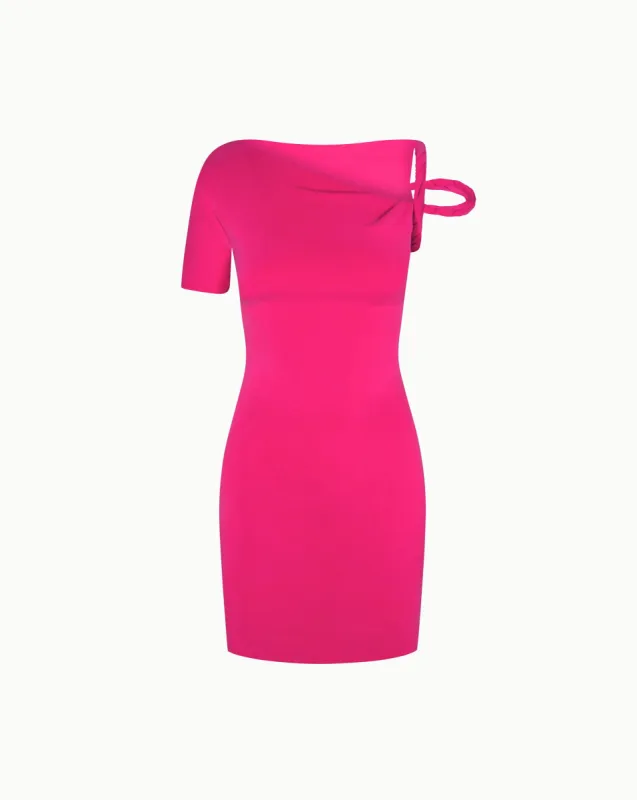 Sueded Stretch Twist Mini Dress | Fuchsia sold by KHY