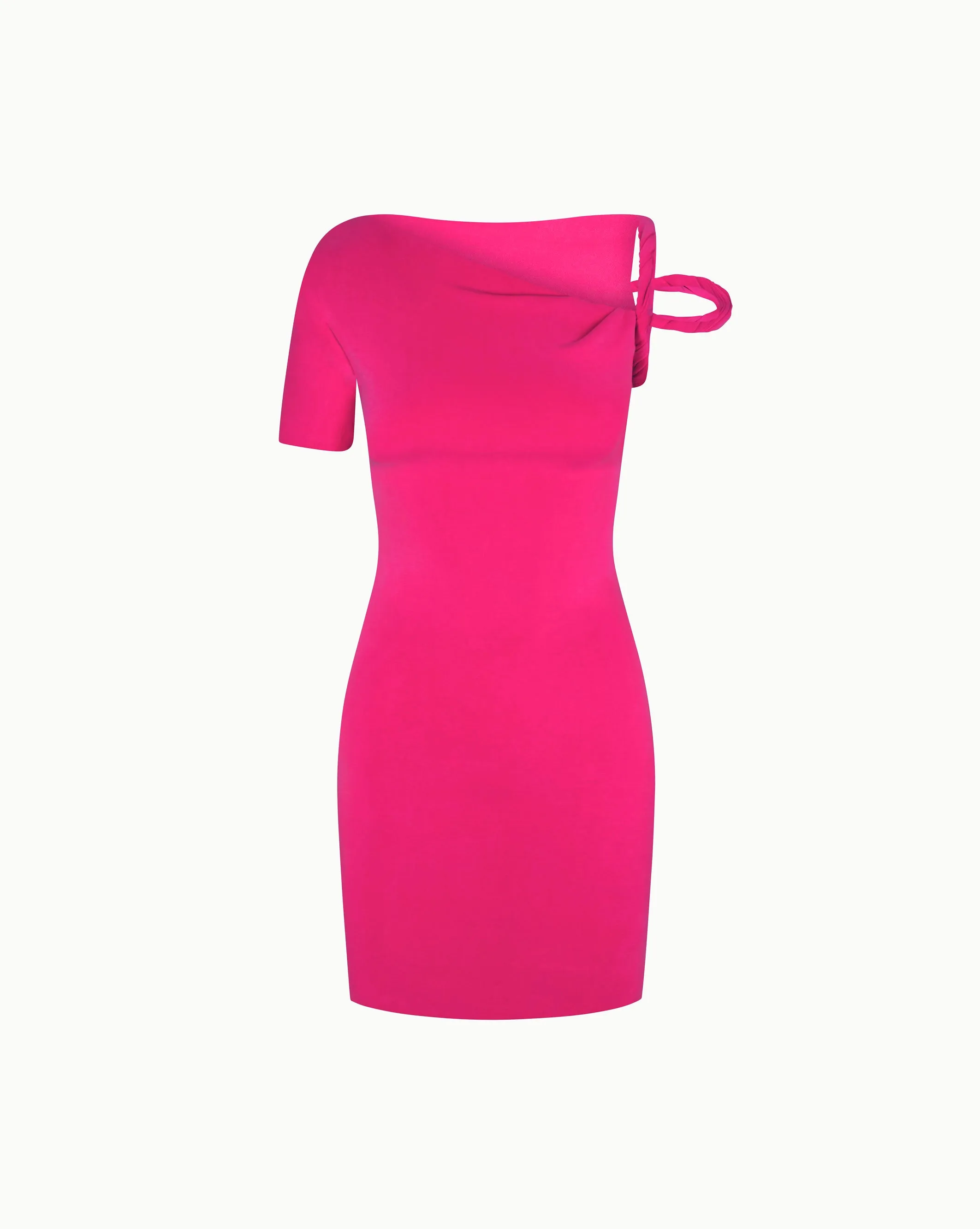 Sueded Stretch Twist Mini Dress | Fuchsia sold by KHY