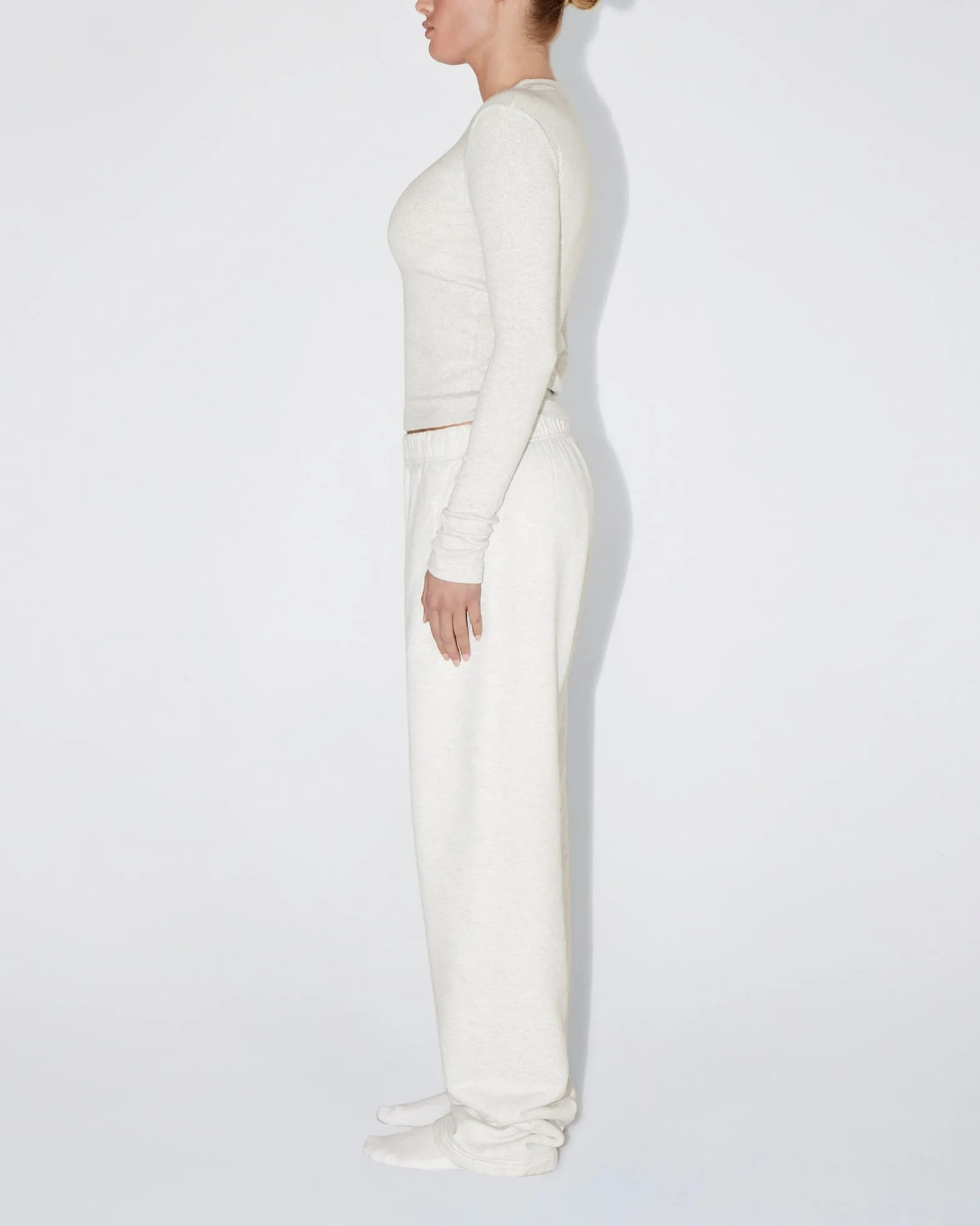 Long Sleeve Ribbed Tee | Light Heather Grey sold by KHY product image thumbnail 3