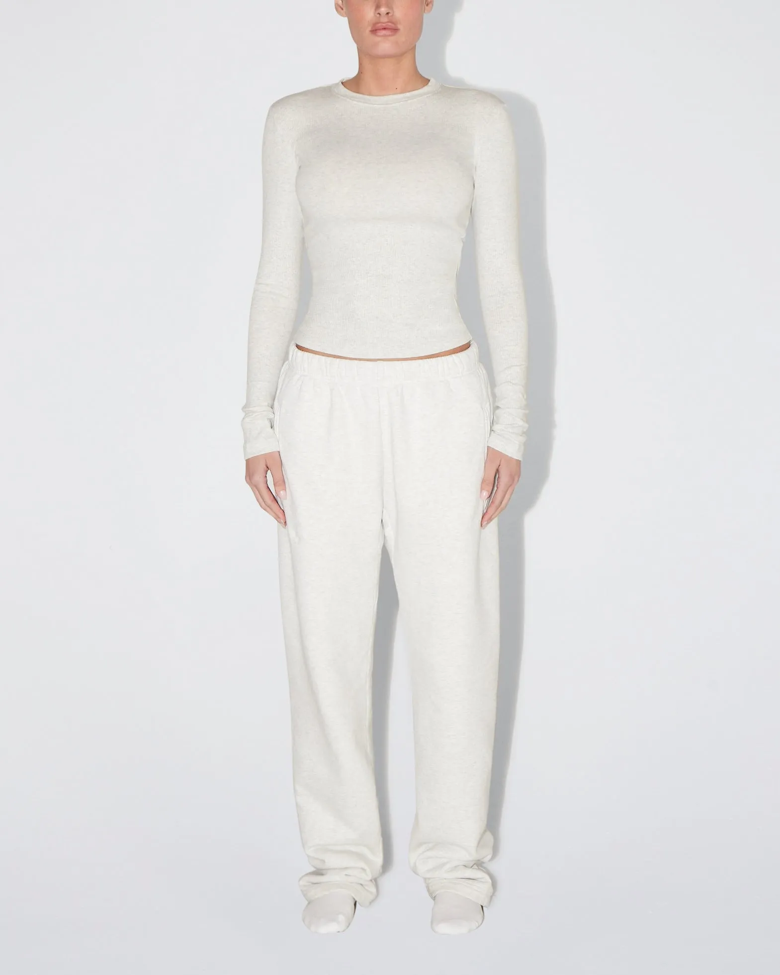 Long Sleeve Ribbed Tee | Light Heather Grey sold by KHY product image thumbnail 2