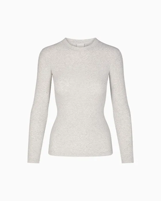 Long Sleeve Ribbed Tee | Light Heather Grey sold by KHY