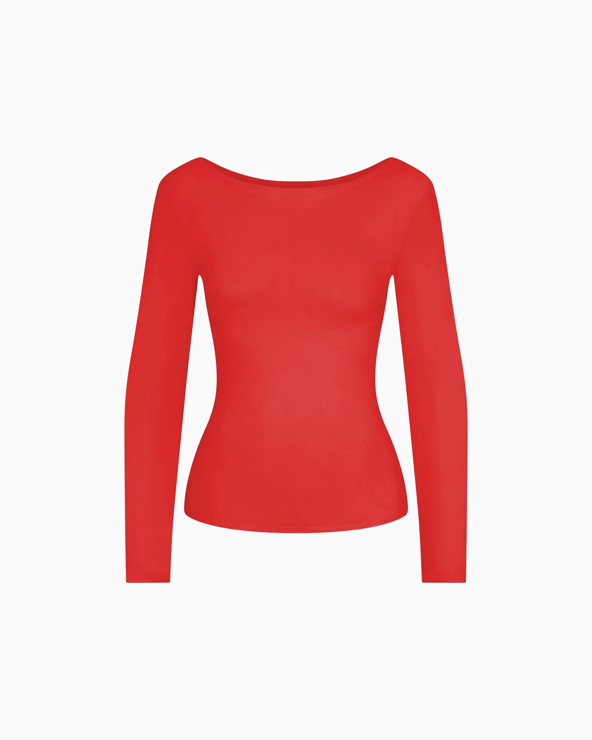 Smooth Stretch Boat Neck Long Sleeve | Cherry sold by KHY
