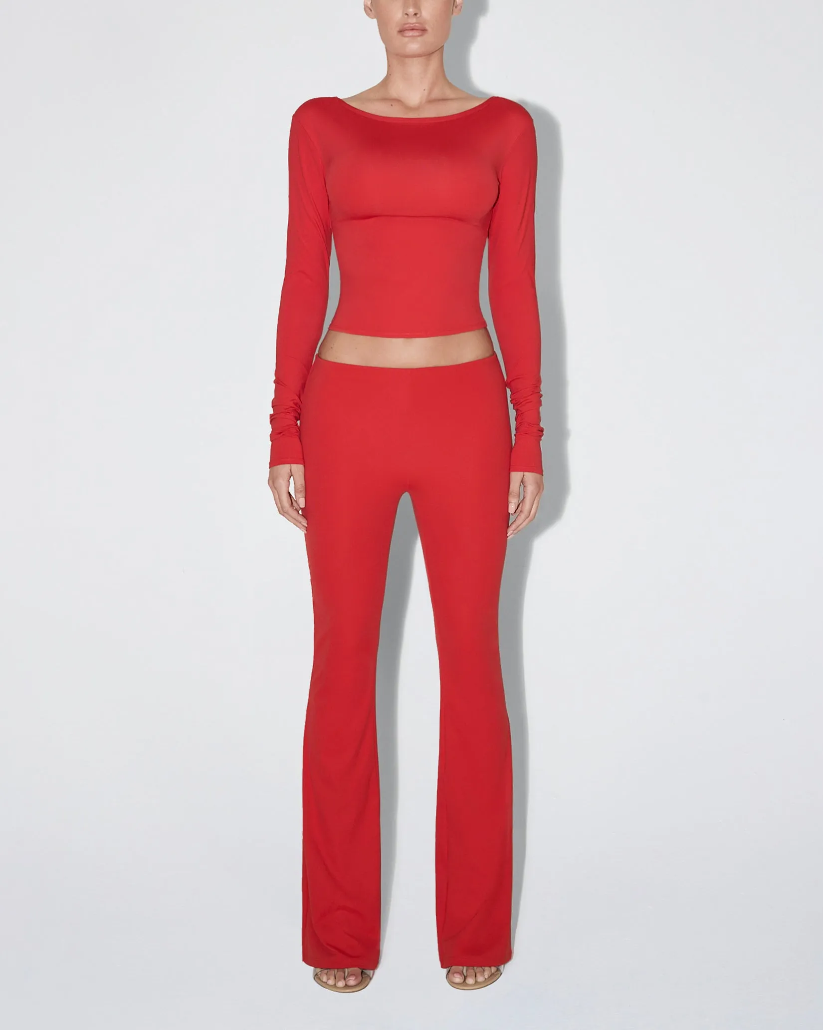 Smooth Stretch Boat Neck Long Sleeve | Cherry sold by KHY product image thumbnail 4