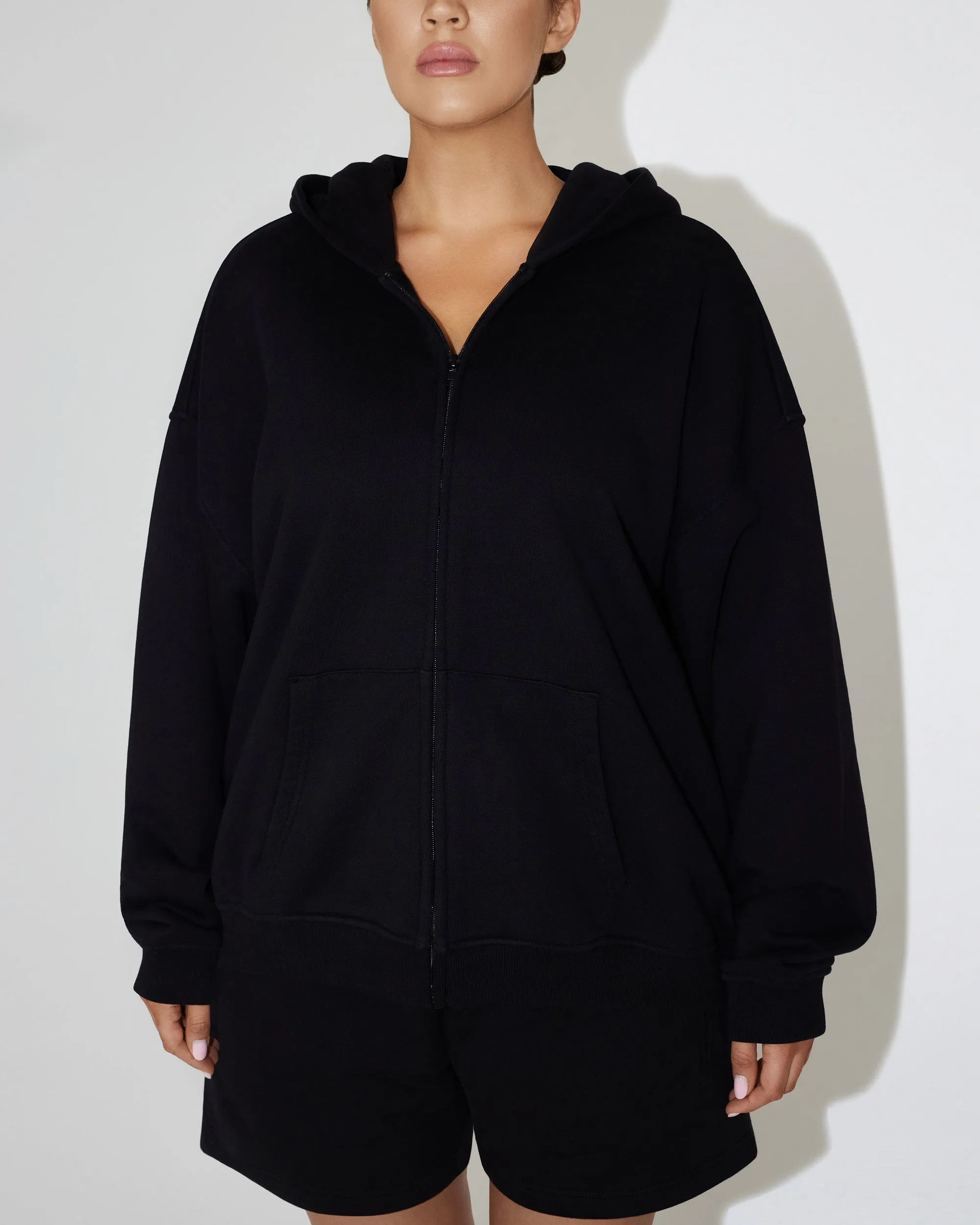 Fleece Oversized Zip Hoodie | Black sold by KHY product image thumbnail 2