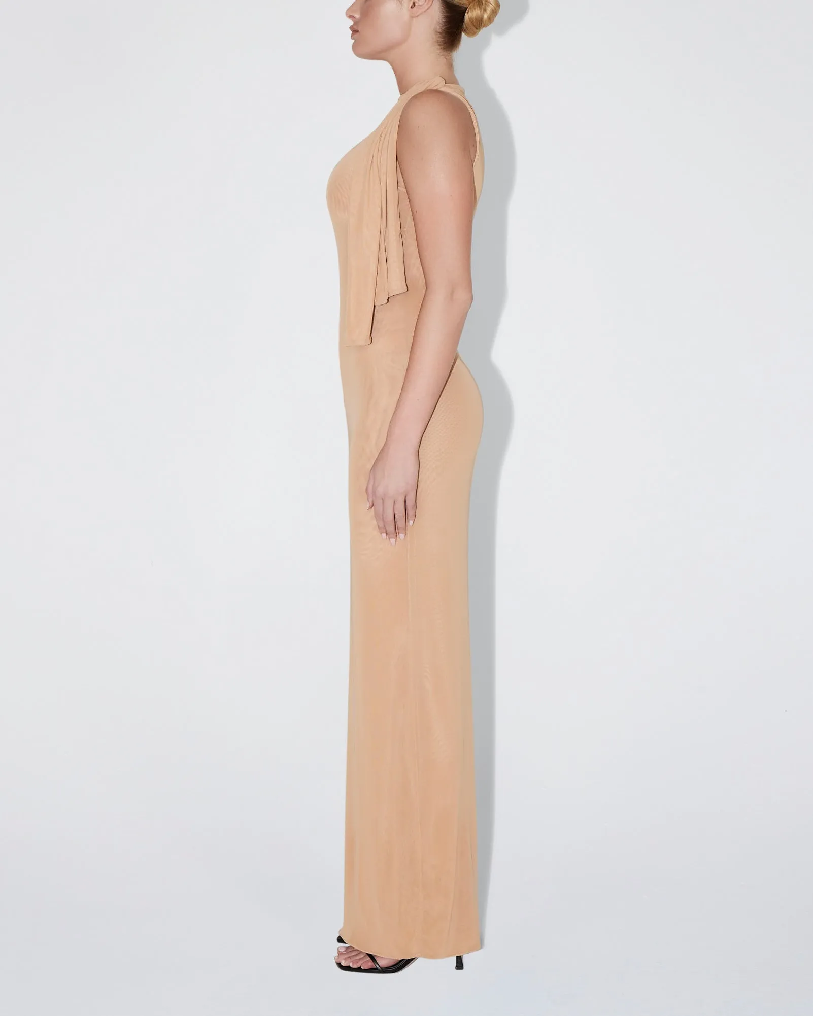 Mesh Stretch Knotted Maxi Dress | Nude sold by KHY product image thumbnail 3