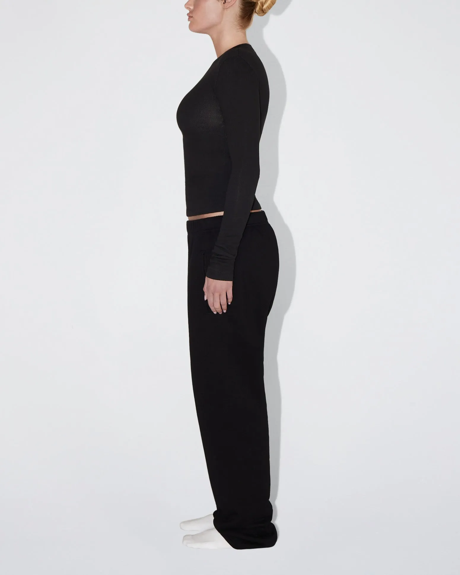 Long Sleeve Ribbed Tee | Black sold by KHY product image thumbnail 3