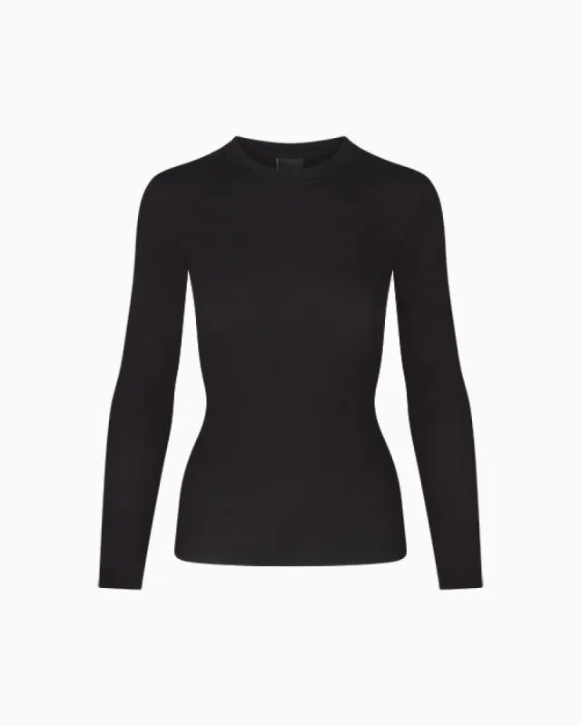 Long Sleeve Ribbed Tee | Black sold by KHY