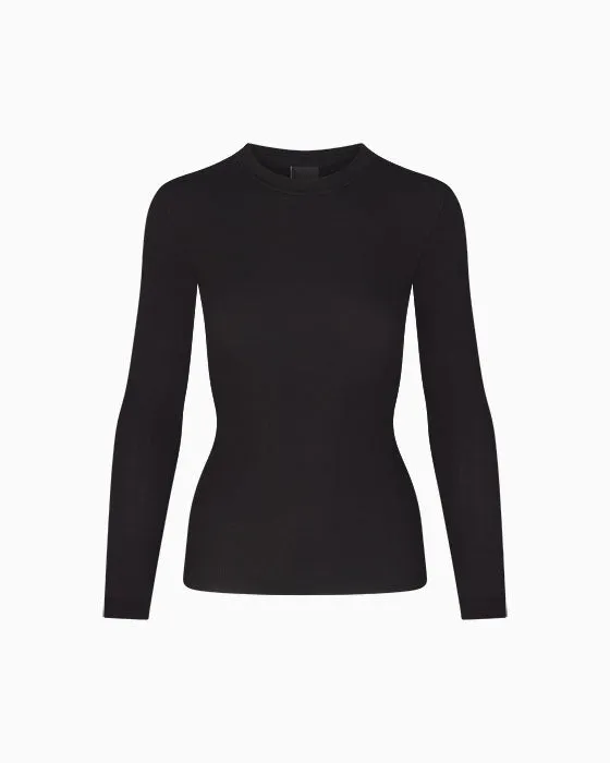 Long Sleeve Ribbed Tee | Black sold by KHY