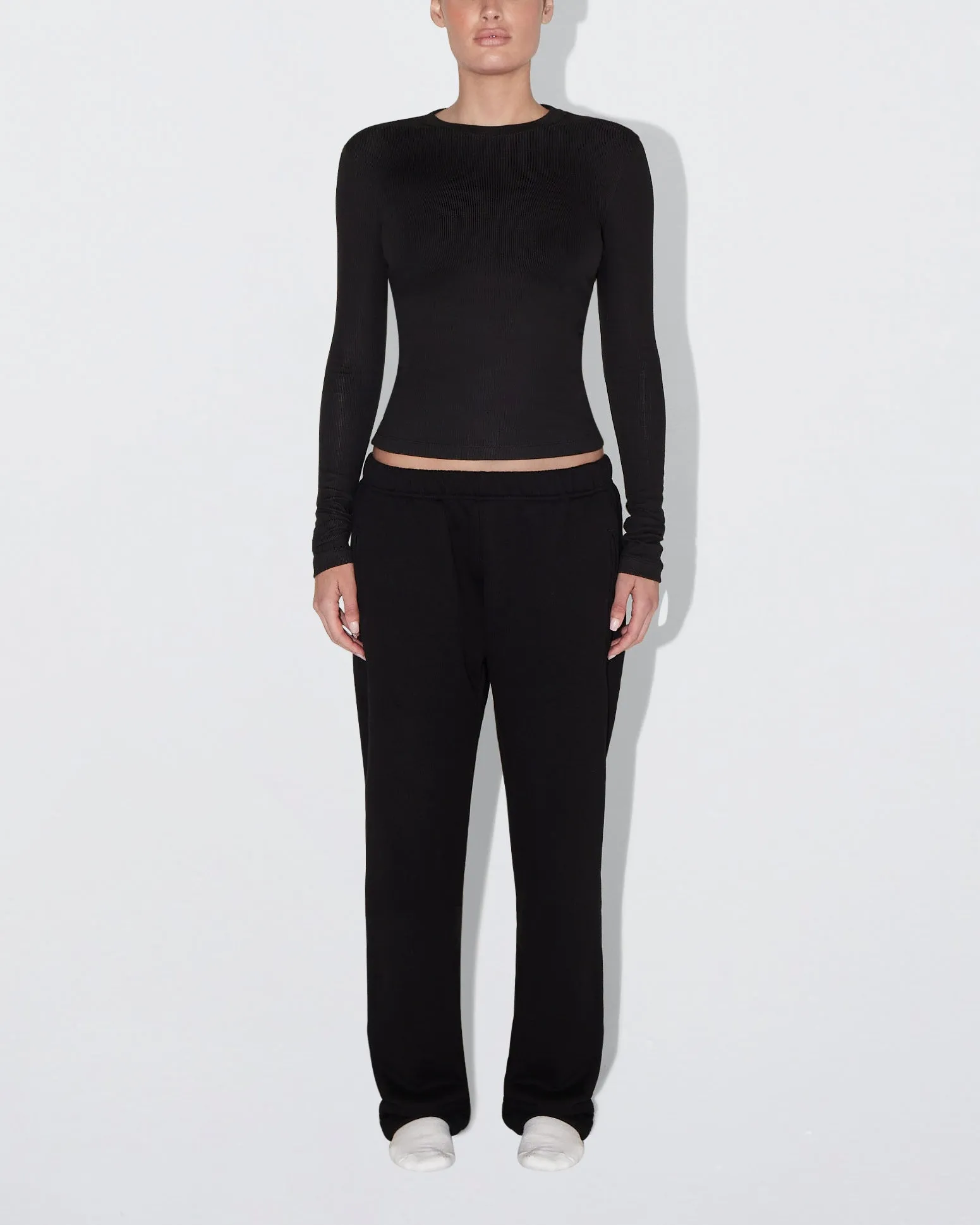 Long Sleeve Ribbed Tee | Black sold by KHY product image thumbnail 2