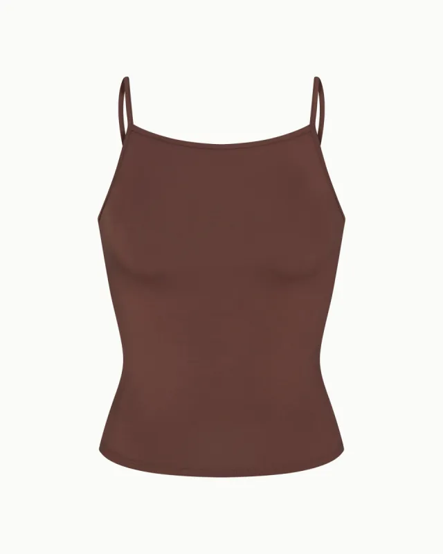 Soft Stretch High Neck Tank | Chocolate sold by KHY