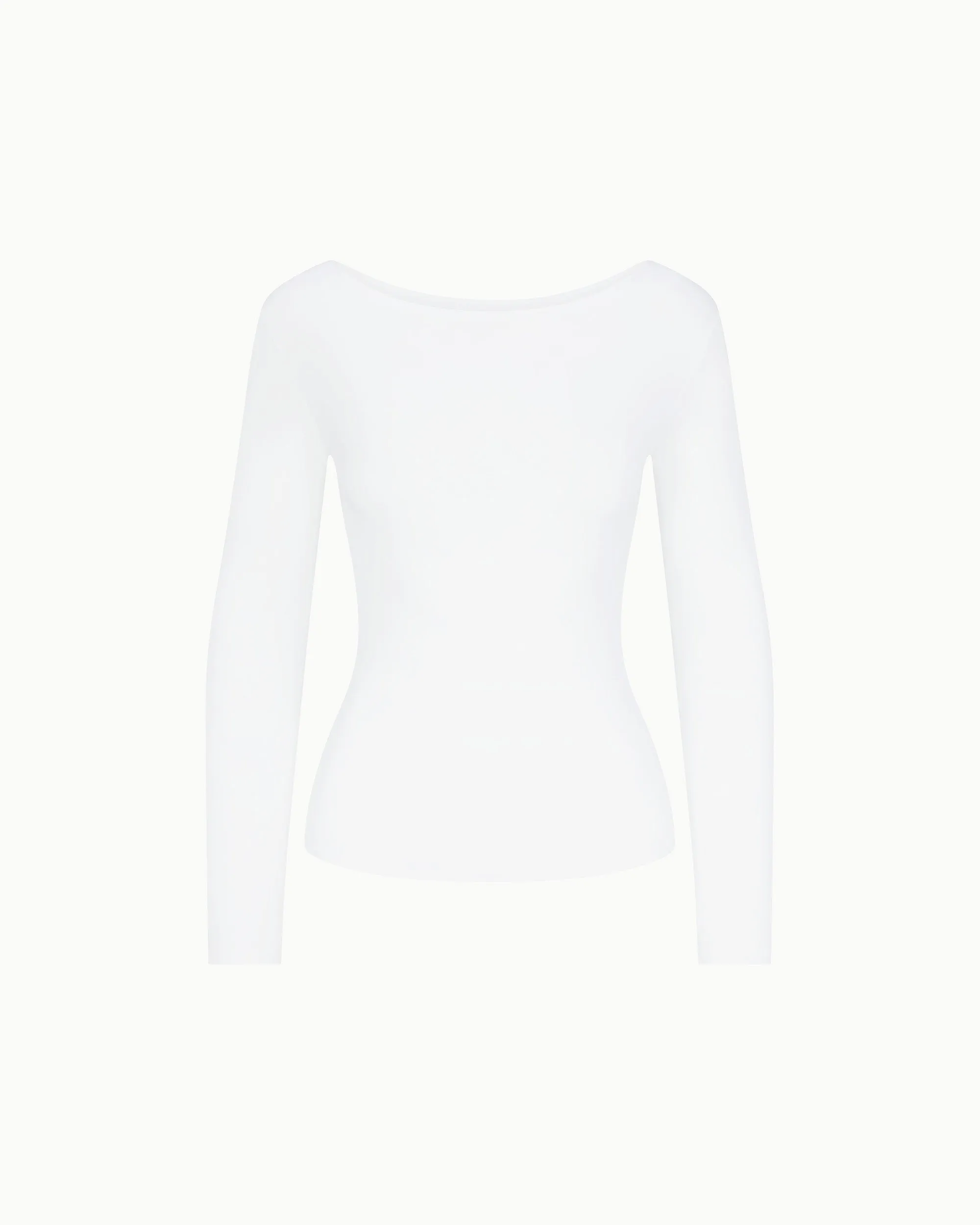 Soft Stretch Boat Neck Long Sleeve | Pearl White sold by KHY