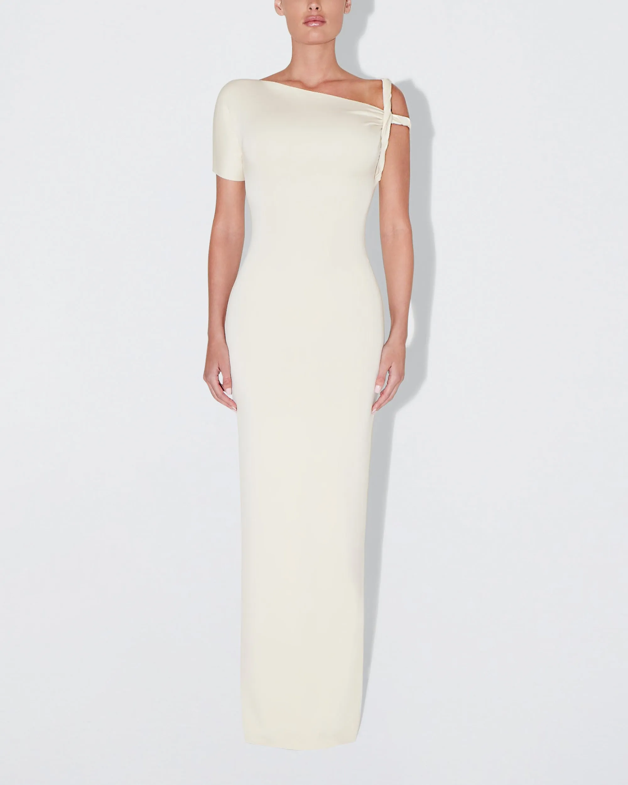 Sueded Stretch Twist Maxi Dress | Stone sold by KHY product image thumbnail 2