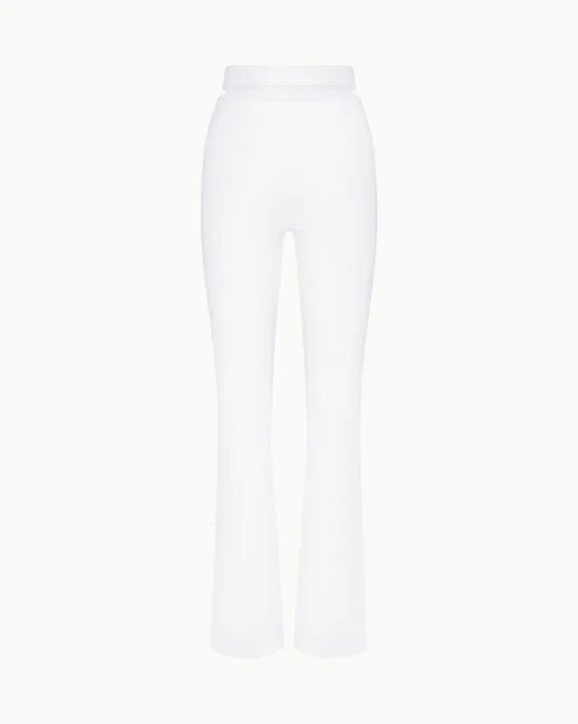 Sleek Stretch Cutout Foldover Pant | Bright White sold by KHY