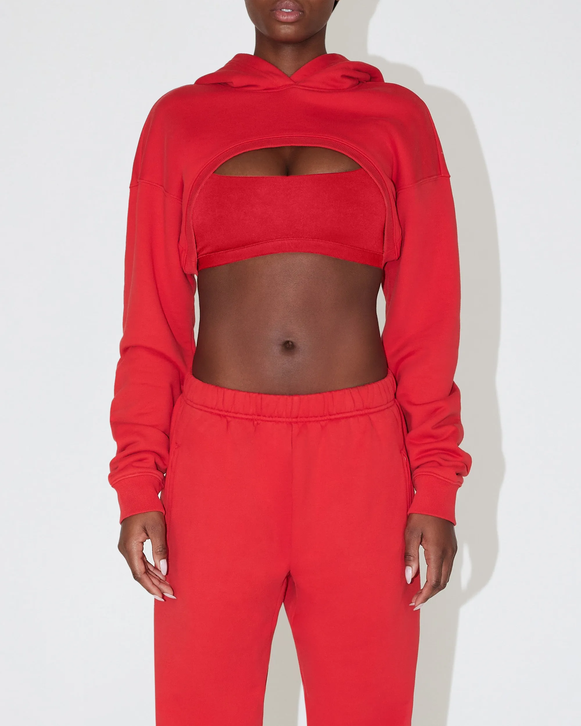Fleece Super Cropped Hoodie | Red sold by KHY product image thumbnail 2