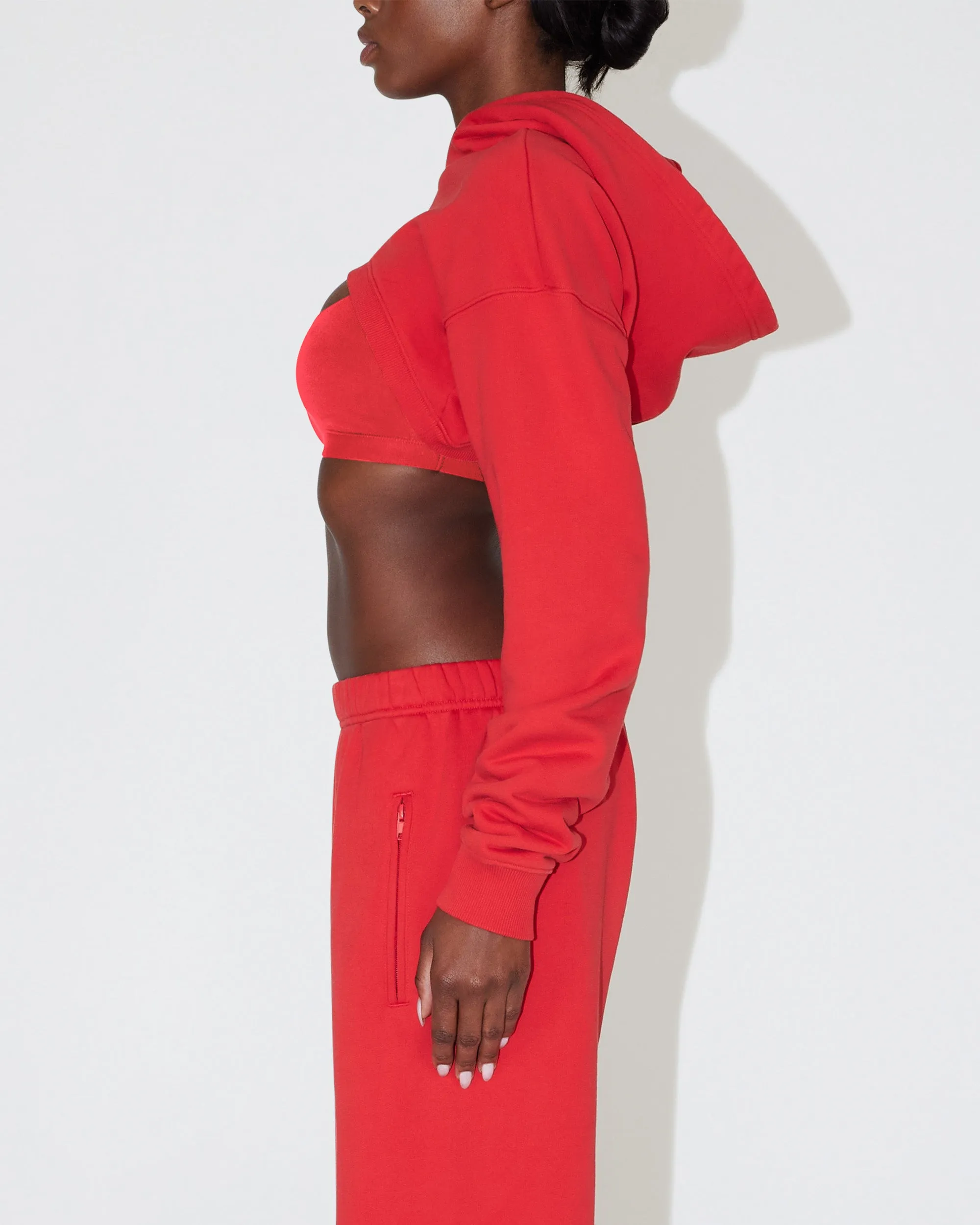 Fleece Super Cropped Hoodie | Red sold by KHY product image thumbnail 3