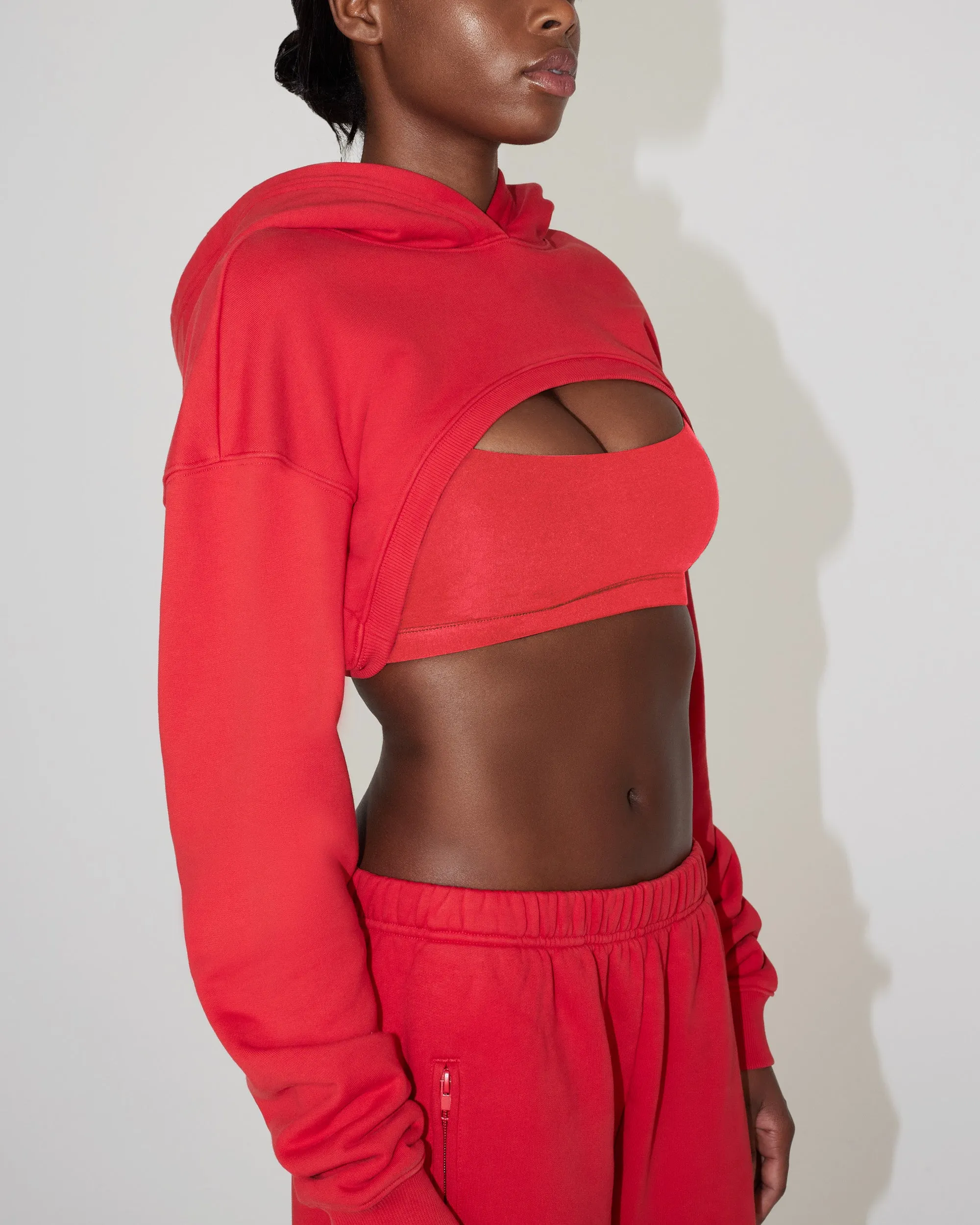 Fleece Super Cropped Hoodie | Red sold by KHY product image thumbnail 4
