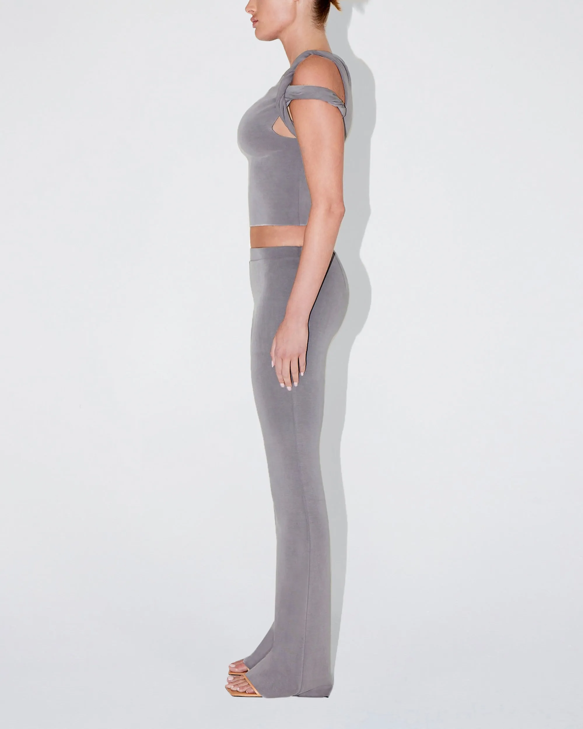 Sueded Stretch Twisted Top | Steel Grey sold by KHY product image thumbnail 3