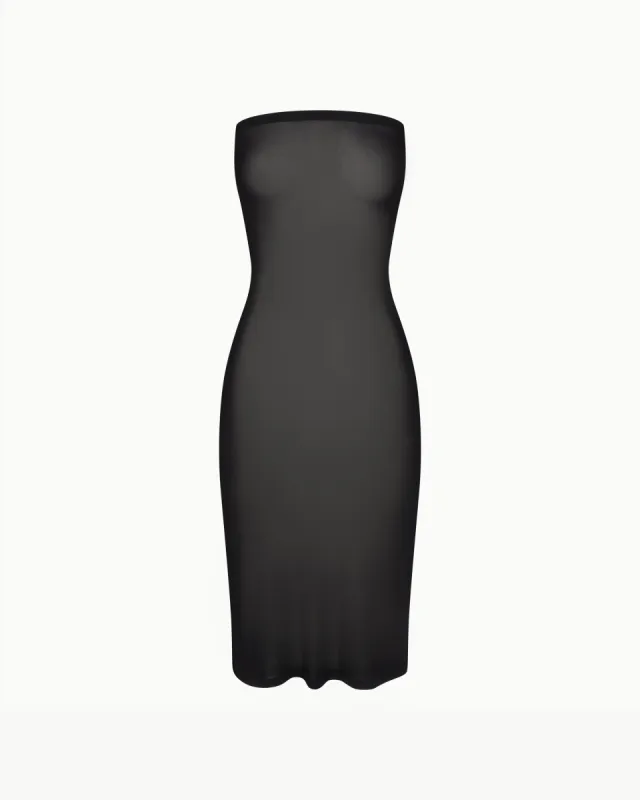 Mesh Tube Midi Dress | Black sold by KHY