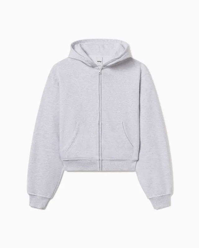 Fleece Zip Hoodie with Oversized Hood | Light Heather Grey sold by KHY