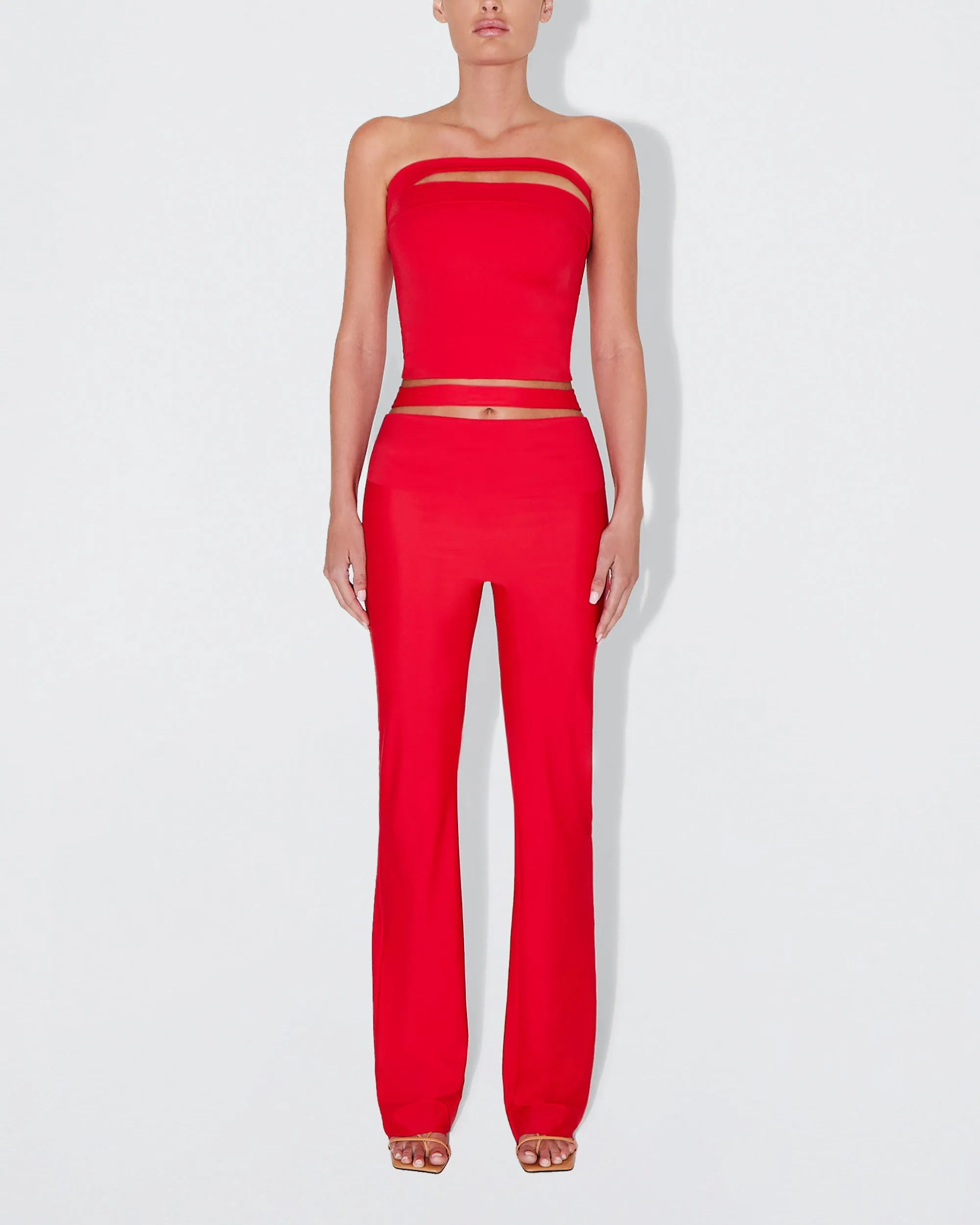Sleek Stretch Cutout Foldover Pant | Tomato sold by KHY product image thumbnail 2