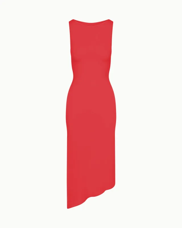 Soft Stretch Asymmetrical Midi Dress | Cherry sold by KHY