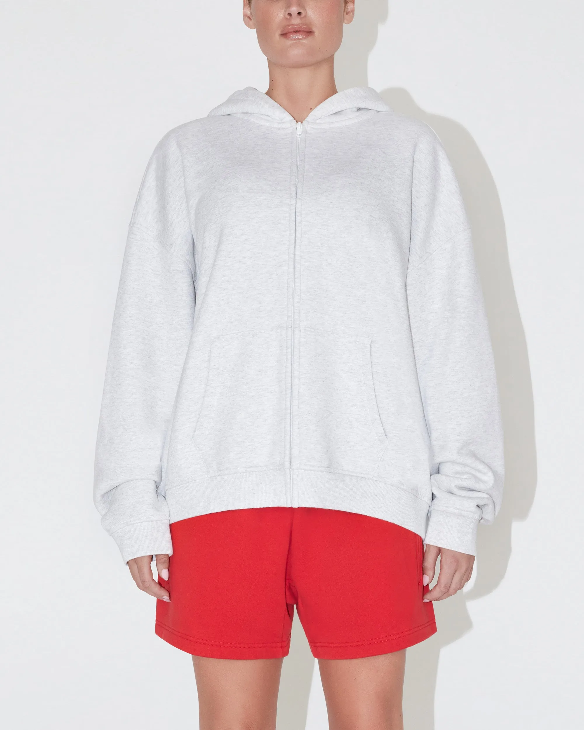 Fleece Oversized Zip Hoodie | Light Heather Grey sold by KHY product image thumbnail 2