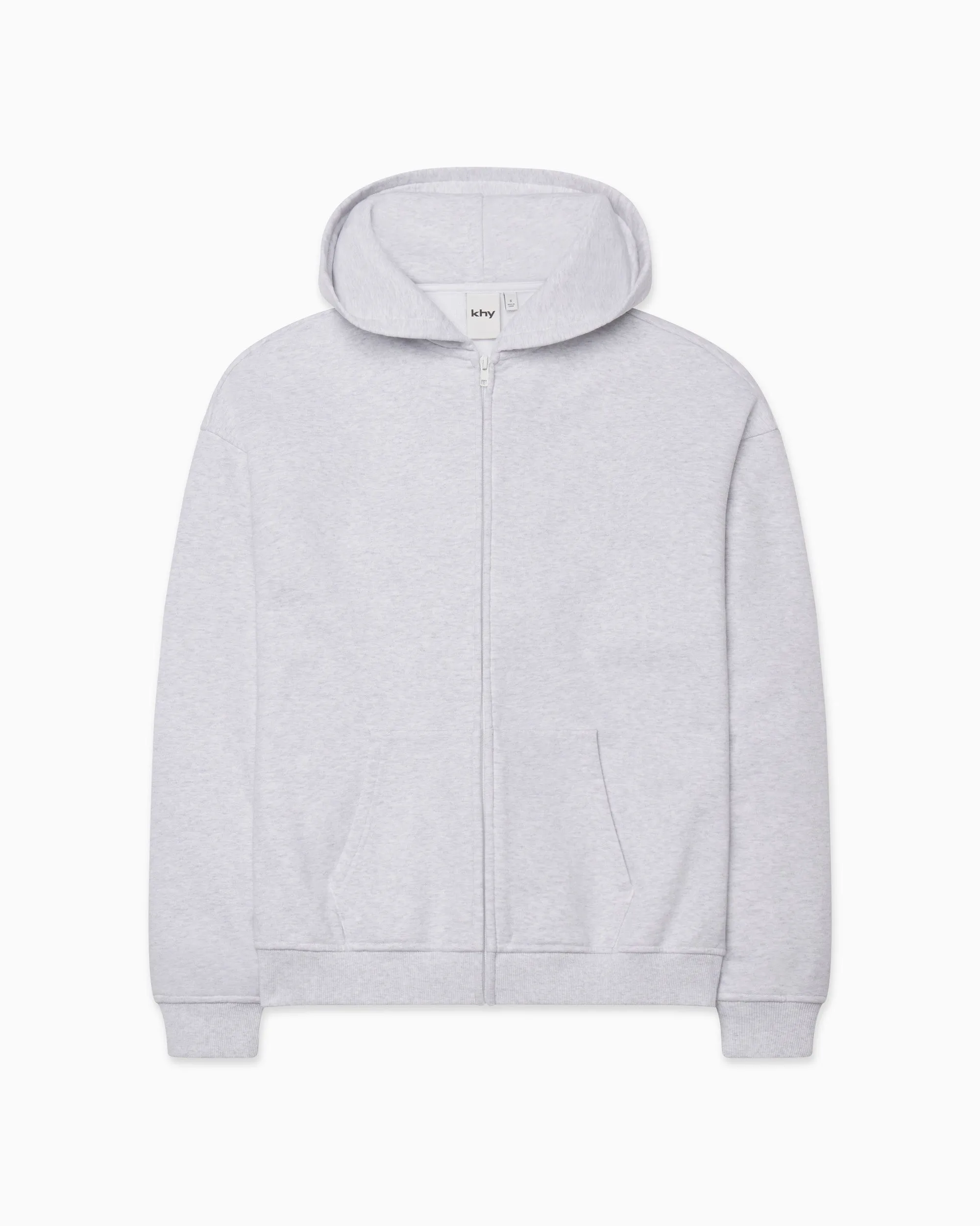 Fleece Oversized Zip Hoodie | Light Heather Grey sold by KHY