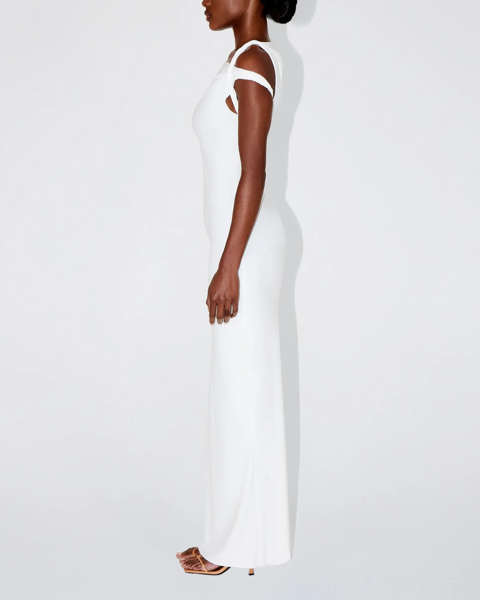 Sleek Stretch Twist Maxi Dress | Bright White sold by KHY product image thumbnail 3