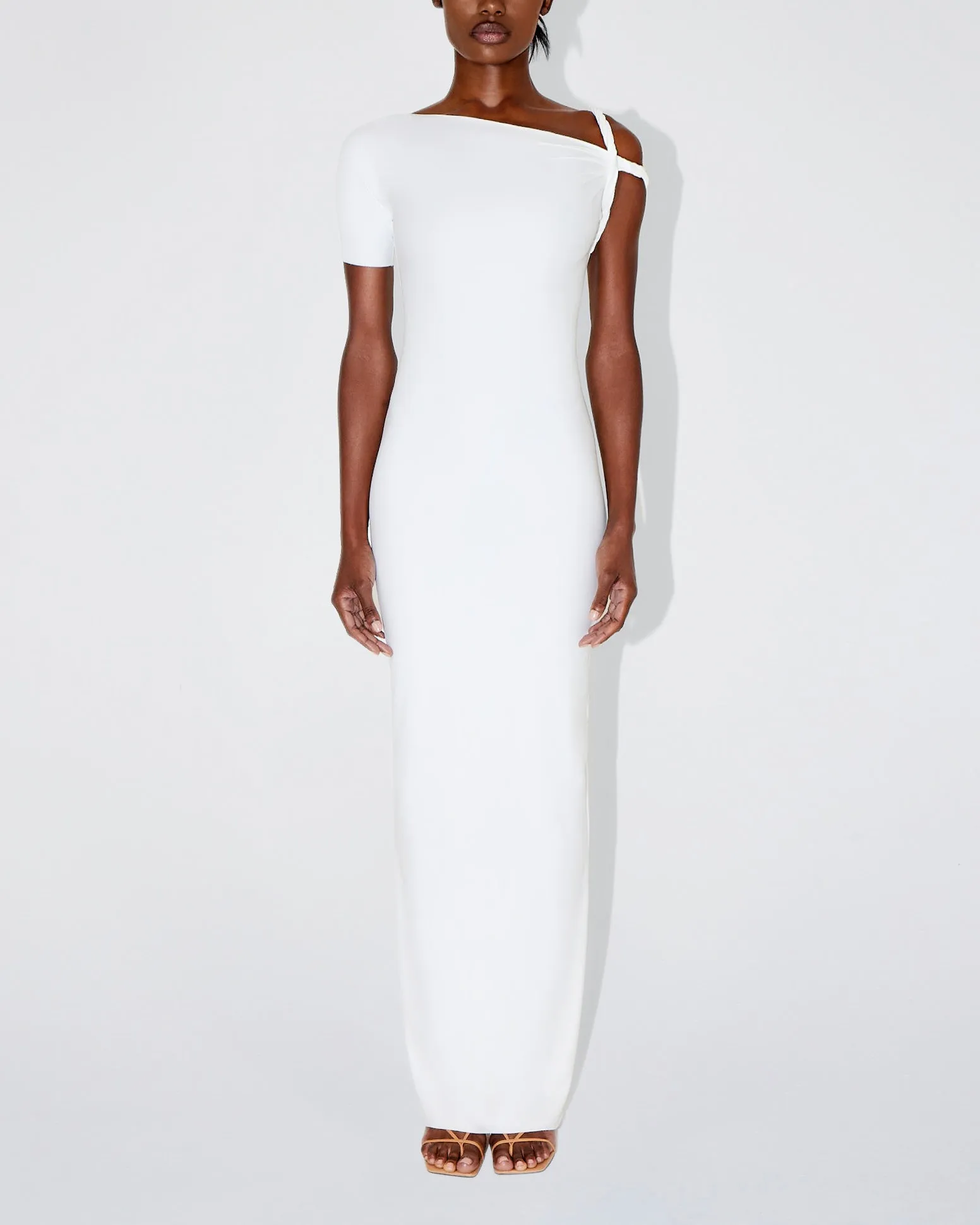 Sleek Stretch Twist Maxi Dress | Bright White sold by KHY product image thumbnail 2