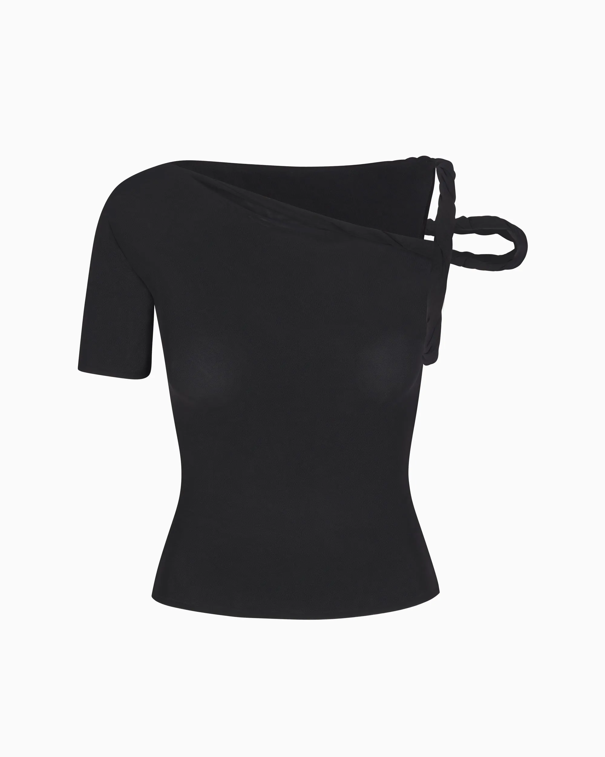 Mesh Stretch Twisted Top | Black sold by KHY