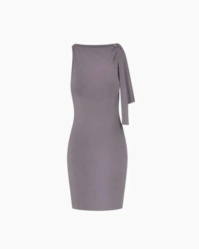 Sueded Stretch Knotted Mini Dress | Steel Grey sold by KHY