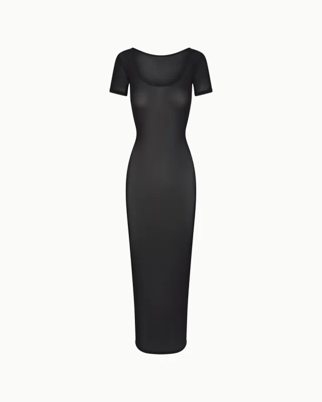 Mesh Scoop Neck Maxi Dress | Black sold by KHY