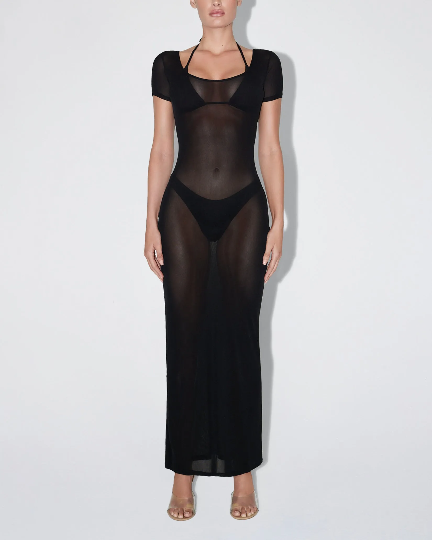 Mesh Scoop Neck Maxi Dress | Black sold by KHY product image thumbnail 2
