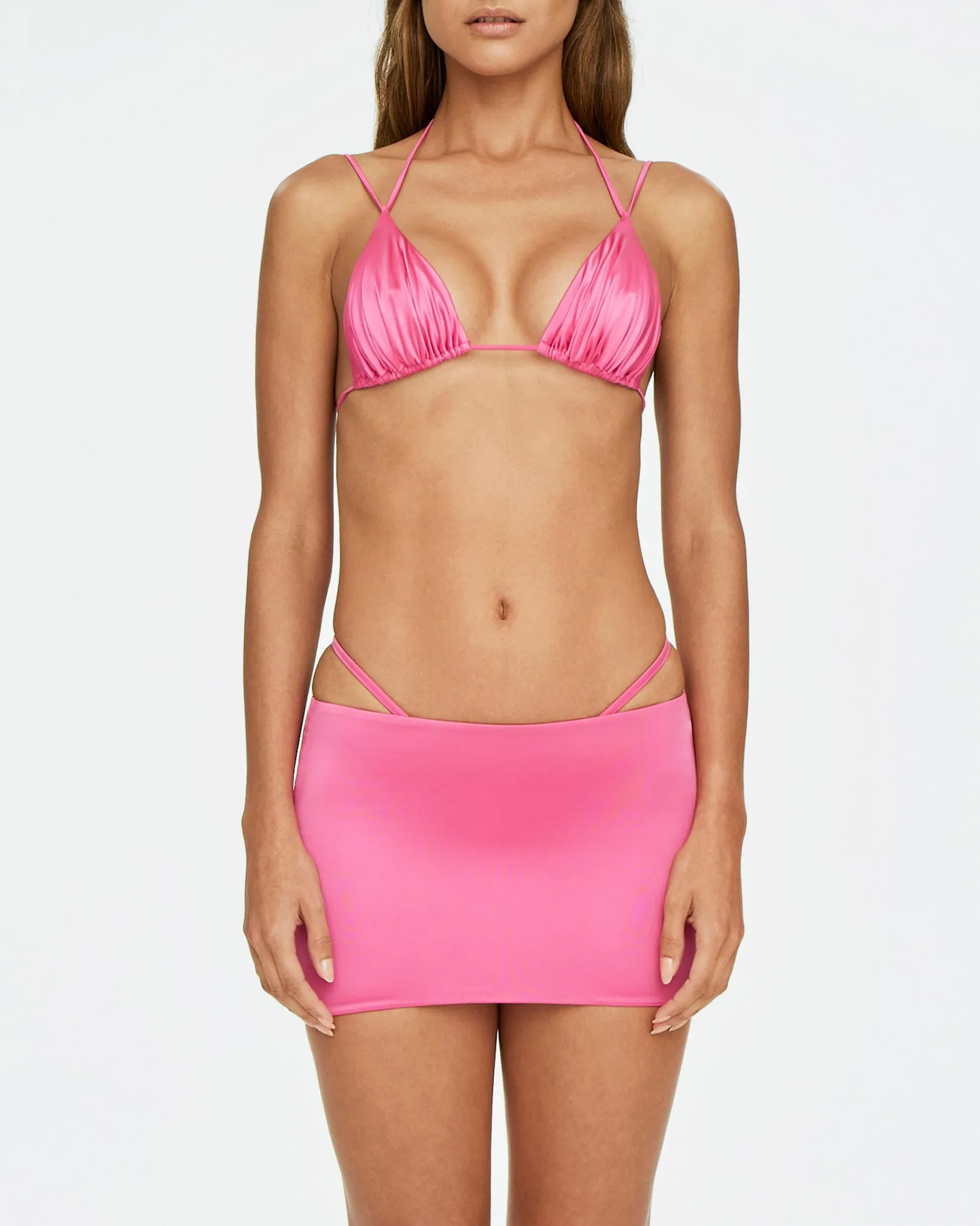 Satin Ultra Mini Swim Skirt | Candy Pink sold by KHY product image thumbnail 2