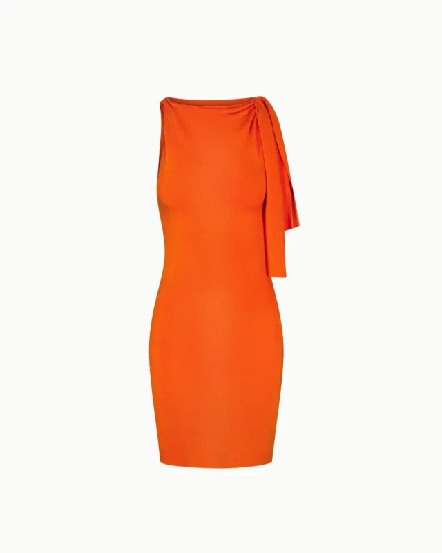 Sueded Stretch Knotted Mini Dress | Papaya sold by KHY
