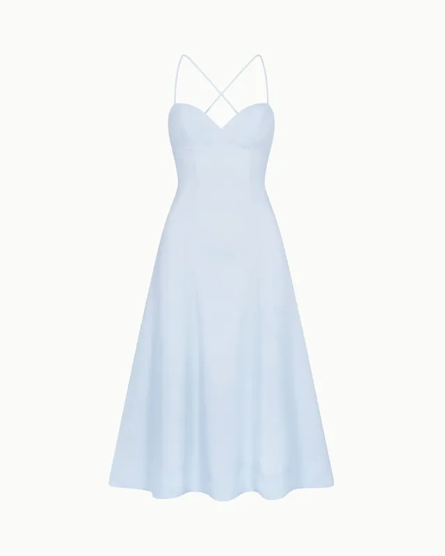 Poplin Low Back Midi Dress | Ice Blue sold by KHY