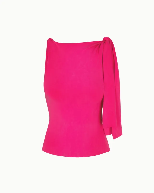 Sueded Stretch Knotted Top | Fuchsia sold by KHY