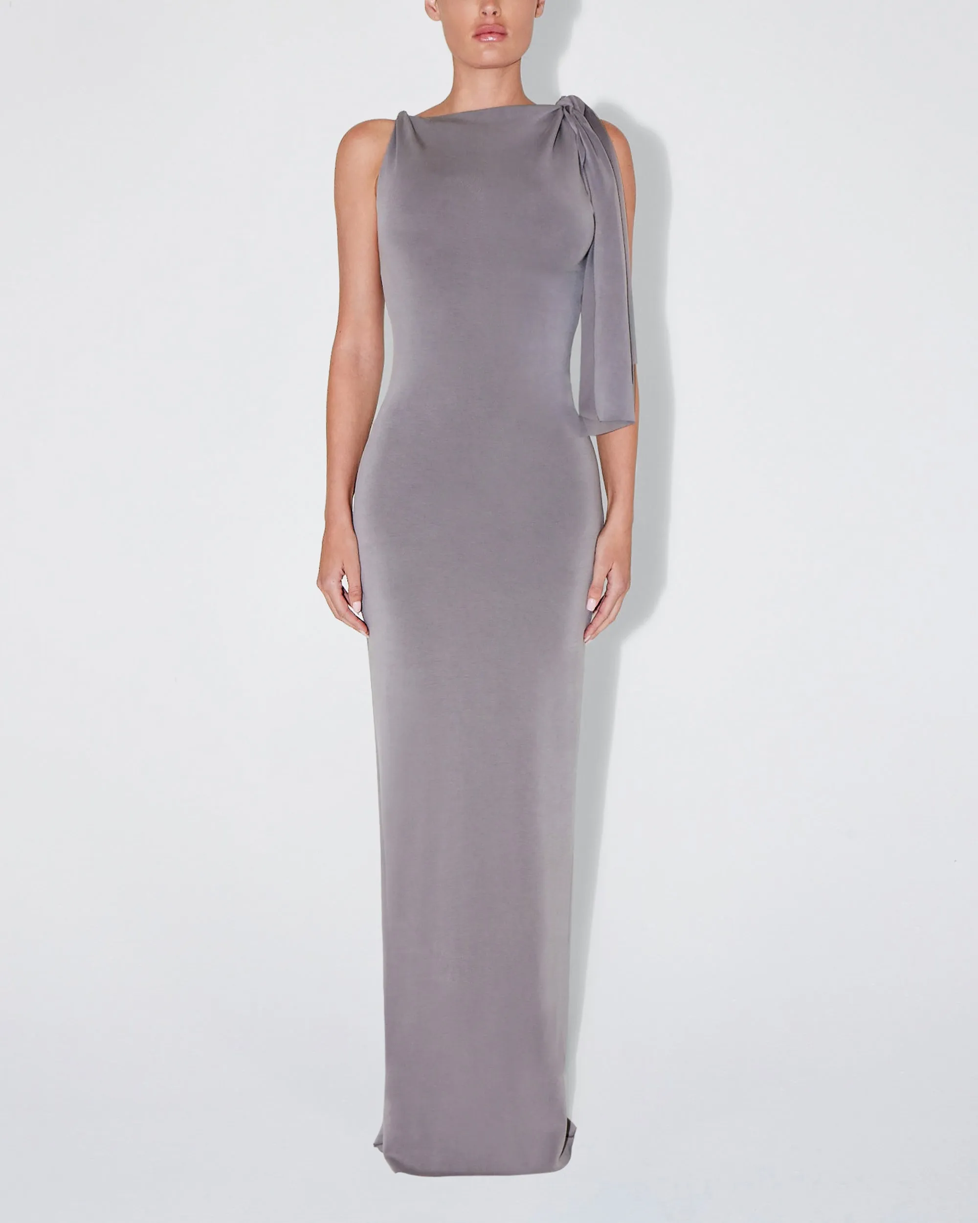 Sueded Stretch Knotted Maxi Dress | Steel Grey sold by KHY product image thumbnail 2