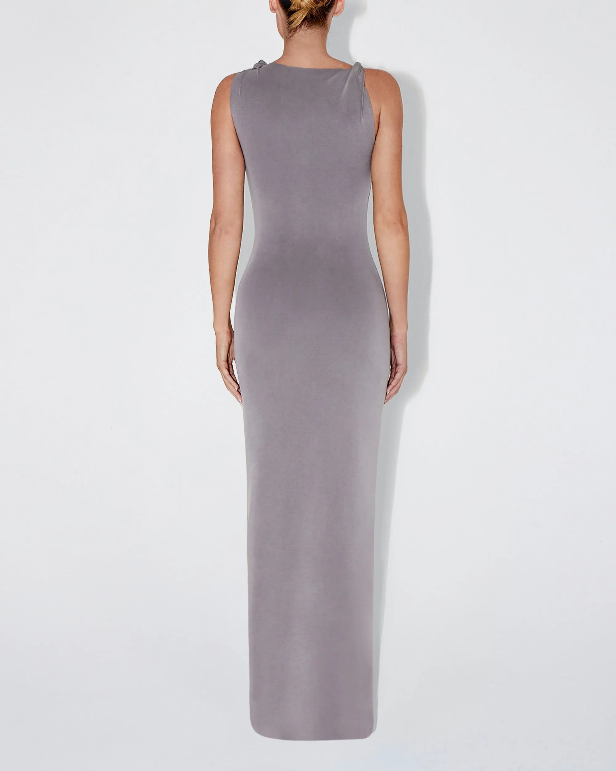 Sueded Stretch Knotted Maxi Dress | Steel Grey sold by KHY product image thumbnail 3